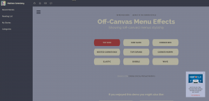 JQuery無し。スマホ対応で超イケイケでヤバいメニューエフェクトを簡単に実装できる「Off Canvas Menu Effects」topside｜ツーブロッカ